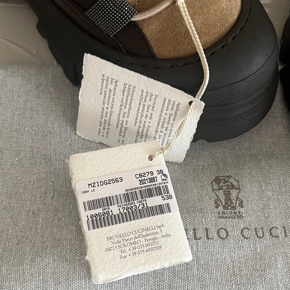 NWB Brunello Cucinelli Women Shearling Insert leather Ankle Boots Made Italy 38 - Picture 13 of 13